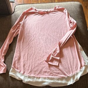 LOFT Pink and White Long Sleeve Top
